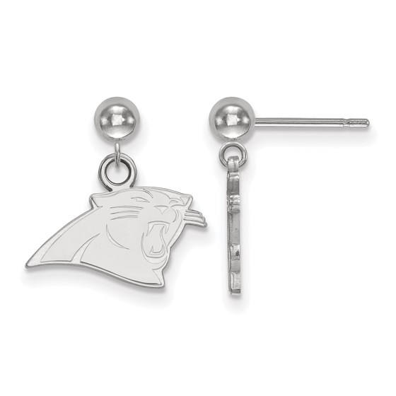 Sterling Silver Carolina Panthers Dangle Ball Earrings Sterling Silver Carolina Panthers Dangle Ball Earrings